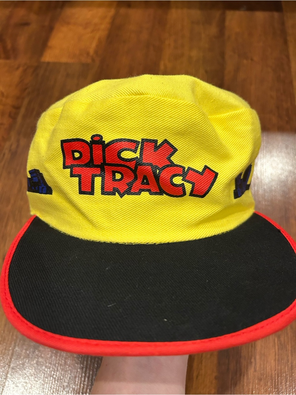 90s Vintage Disney Dick Tracy Detective Movie Promo Yellow Painters Hat Cap - Picture 2 of 6